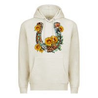 Oatmeal Heather western leopard cowhide sunflowers horseshoe Premium Hoodie - OliviaCreatesArt