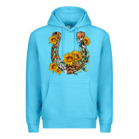 Ocean Blue western leopard cowhide sunflowers horseshoe Premium Hoodie - OliviaCreatesArt