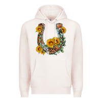 Pale Pink western leopard cowhide sunflowers horseshoe Premium Hoodie - OliviaCreatesArt