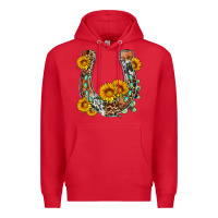 Red western leopard cowhide sunflowers horseshoe Premium Hoodie - OliviaCreatesArt