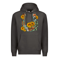 Smoke western leopard cowhide sunflowers horseshoe Premium Hoodie - OliviaCreatesArt
