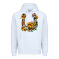 Western Leopard Cowhide Sunflowers Horseshoe Premium Hoodie | Teevron
