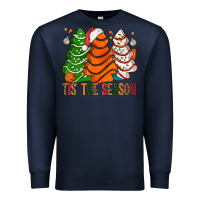 Navy Tis' The Season Basketball Christmas Cakes Premium Sweatshirt - BundleAndBundleShop
