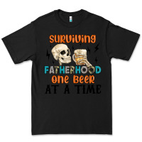 Black surviving fatherhood one beer at a time Premium Tee - MaliasSmallBusiness