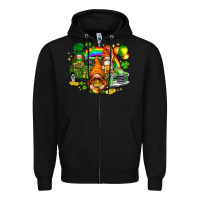 Black St. Patrick's Day gnomies with truck Zipper Hoodie - HowdyJamesFarm