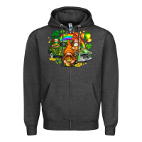 Charcoal Heather St. Patrick's Day gnomies with truck Zipper Hoodie - HowdyJamesFarm