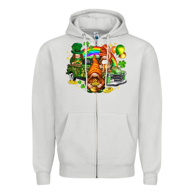 St. Patrick's Day Gnomies With Truck Zipper Hoodie by HowdyJamesFarm | Teevron