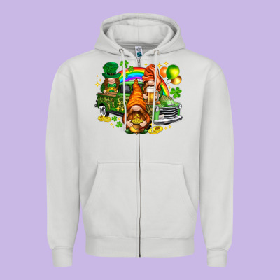 St. Patrick's Day Gnomies With Truck Zipper Hoodie Designed By Howdyjamesfarm