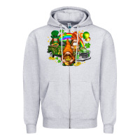 Heather Grey St. Patrick's Day gnomies with truck Zipper Hoodie - HowdyJamesFarm