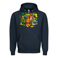 Navy St. Patrick's Day gnomies with truck Zipper Hoodie - HowdyJamesFarm