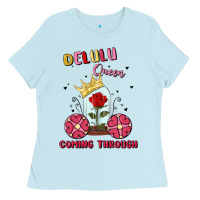 Baby Blue delulu queen coming through Ladies Tee - MaliasSmallBusiness