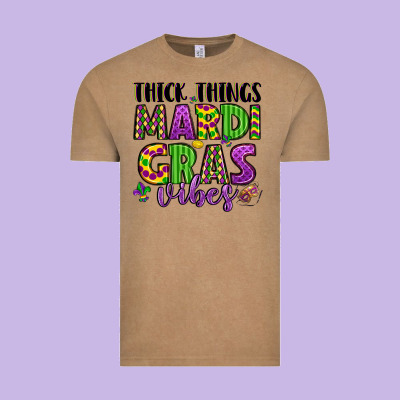 Thick Things Mardi Gras Vibes Vintage Tee Designed By Lillyallendesigns