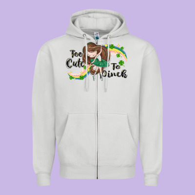St. Patrick' Too Cute To Pinch Zipper Hoodie Designed By Cowgirlartshop