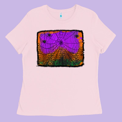 Halloween Spider Web Background Ladies Tee Designed By Jasminsmagicworld