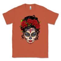 Copper mexican sugar skull messy bun woman Classic Tee - LillyAllenDesigns