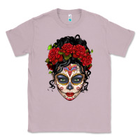 Lilac mexican sugar skull messy bun woman Classic Tee - LillyAllenDesigns