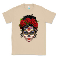 Mushroom mexican sugar skull messy bun woman Classic Tee - LillyAllenDesigns