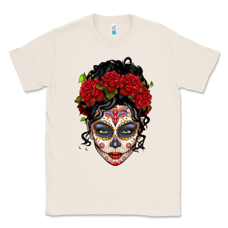 Mexican Sugar Skull Messy Bun Woman Classic Tee by LillyAllenDesigns | Teevron