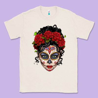 Mexican Sugar Skull Messy Bun Woman Classic Tee Designed By Lillyallendesigns
