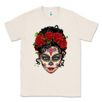 Natural mexican sugar skull messy bun woman Classic Tee - LillyAllenDesigns