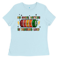 Baby Blue social battery Ladies Tee - MaliasSmallBusiness