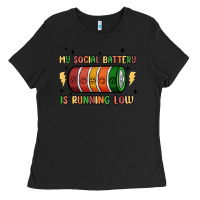 Black social battery Ladies Tee - MaliasSmallBusiness