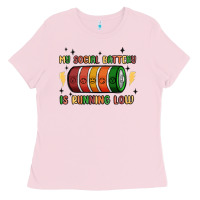 Bubblegum Pink social battery Ladies Tee - MaliasSmallBusiness