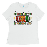 White social battery Ladies Tee - MaliasSmallBusiness