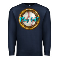 Navy baseball with sunflower round earrings Premium Sweatshirt - BundleAndBundleShop
