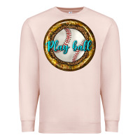 Pale Pink baseball with sunflower round earrings Premium Sweatshirt - BundleAndBundleShop