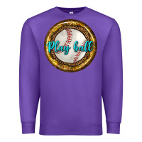 Purple baseball with sunflower round earrings Premium Sweatshirt - BundleAndBundleShop