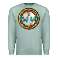 Seafoam baseball with sunflower round earrings Premium Sweatshirt - BundleAndBundleShop