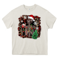 Cream Skeleton with coffee cup Christmas Heavy Core Tee - NancyCooperArtShop