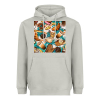 Moon Dust bakery coffee cups cookie and donut with turquoise glitter seamless pa Heavyweight Hoodie - BundleAndBundleShop