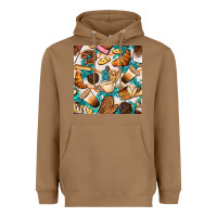 Toasted Coconut bakery coffee cups cookie and donut with turquoise glitter seamless pa Heavyweight Hoodie - BundleAndBundleShop