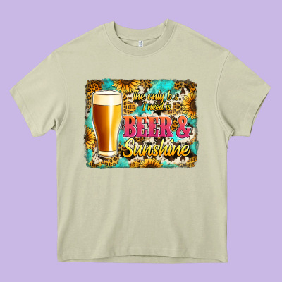 Beer And Sunshine Heavy Core Tee Designed By Jasminsmagicworld