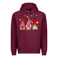 Burgundy valentine's day gnomes Premium Hoodie - OliviaCreatesArt