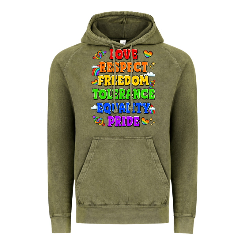 Love Respect Freedom Tolerance Equality Pride Vintage Hoodie by LillyAllenDesigns | Teevron