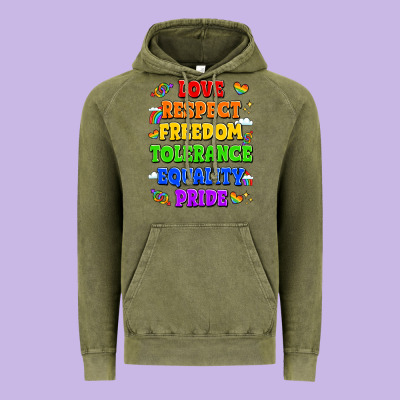 Love Respect Freedom Tolerance Equality Pride Vintage Hoodie Designed By Lillyallendesigns