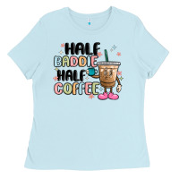 Baby Blue half baddie half coffee Ladies Tee - MaliasSmallBusiness