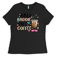 Black half baddie half coffee Ladies Tee - MaliasSmallBusiness