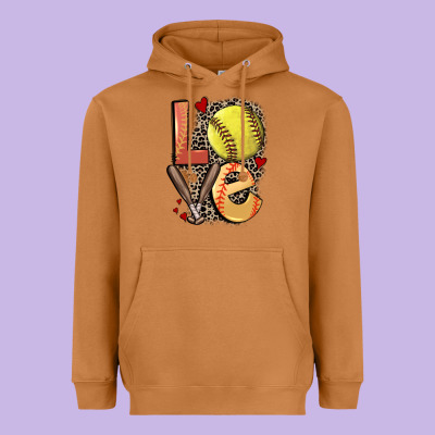 Love Softball Heavyweight Hoodie Designed By Fadigitalartstudio