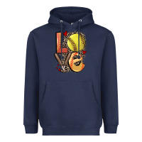 Navy love softball Heavyweight Hoodie - FaDigitalArtStudio