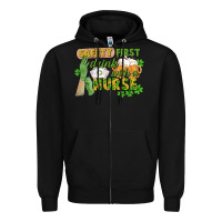Black Safety first drink with a Nurse St. Patrick's Day Zipper Hoodie - CowGirlArtShop