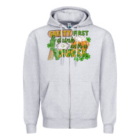 Heather Grey Safety first drink with a Nurse St. Patrick's Day Zipper Hoodie - CowGirlArtShop