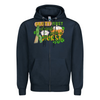 Navy Safety first drink with a Nurse St. Patrick's Day Zipper Hoodie - CowGirlArtShop