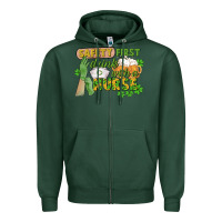 Sports Green Safety first drink with a Nurse St. Patrick's Day Zipper Hoodie - CowGirlArtShop