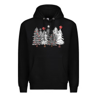 Black black and white christmas trees with lights Premium Hoodie - FaDigitalArtStudio