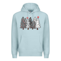 Blue Mist black and white christmas trees with lights Premium Hoodie - FaDigitalArtStudio
