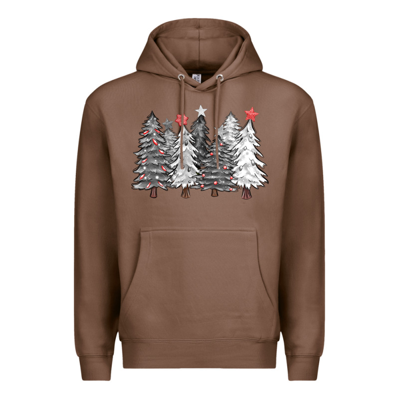Black And White Christmas Trees With Lights Premium Hoodie by FaDigitalArtStudio | Teevron